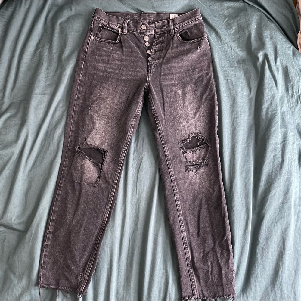 Free People x We The Free High Rise Distressed Charcoal Denim Jeans